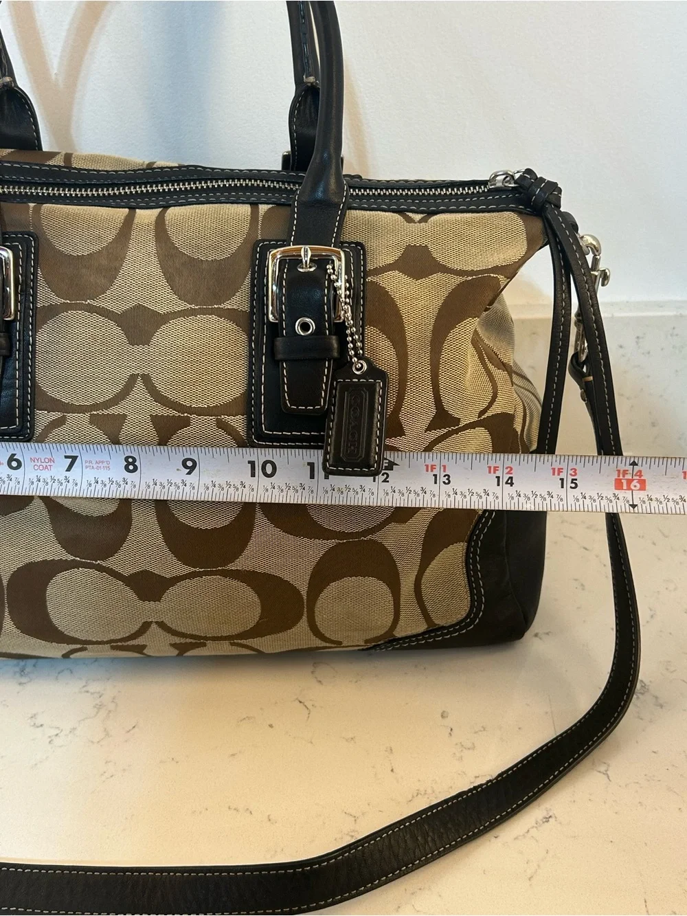 Coach Hampton Signature Satchel in Khaki Jacquard Canvas